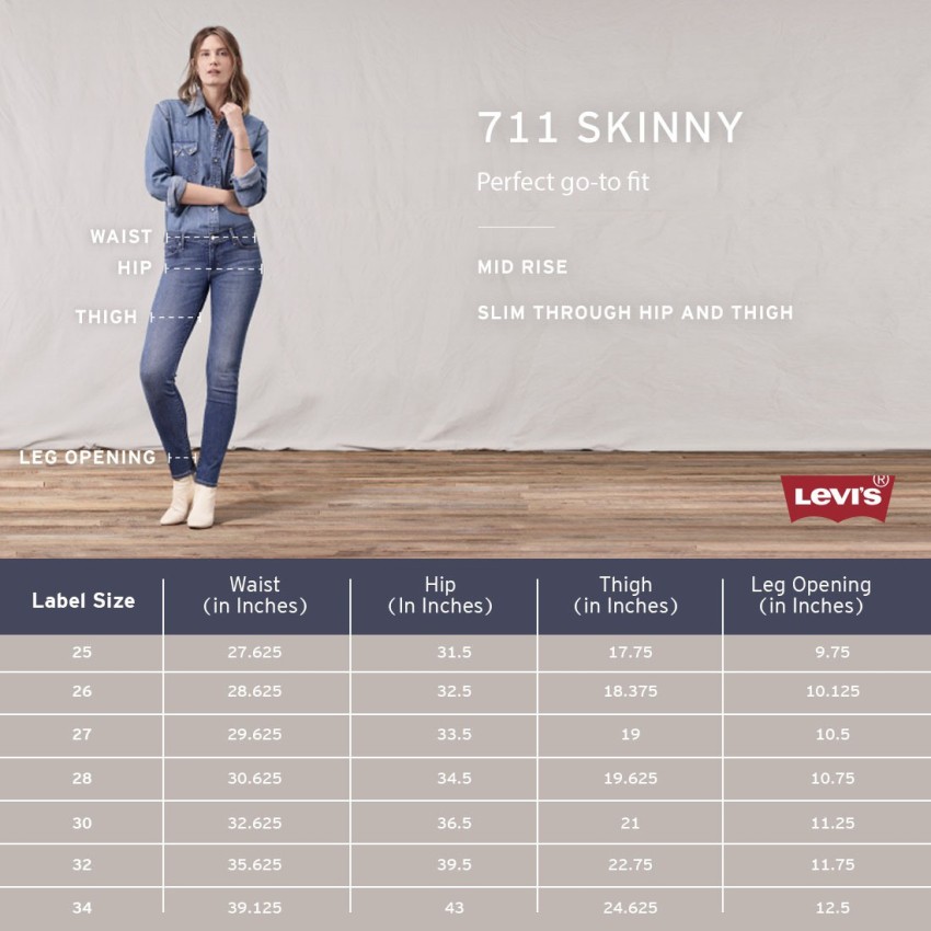 Levi's 711 2025 size chart