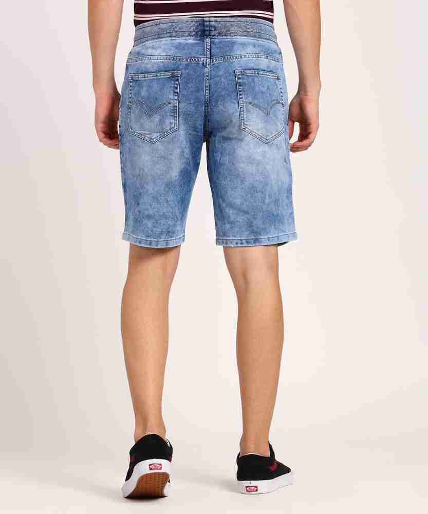 LEE COOPER Solid Men Blue Denim Shorts Buy STONE LEE COOPER