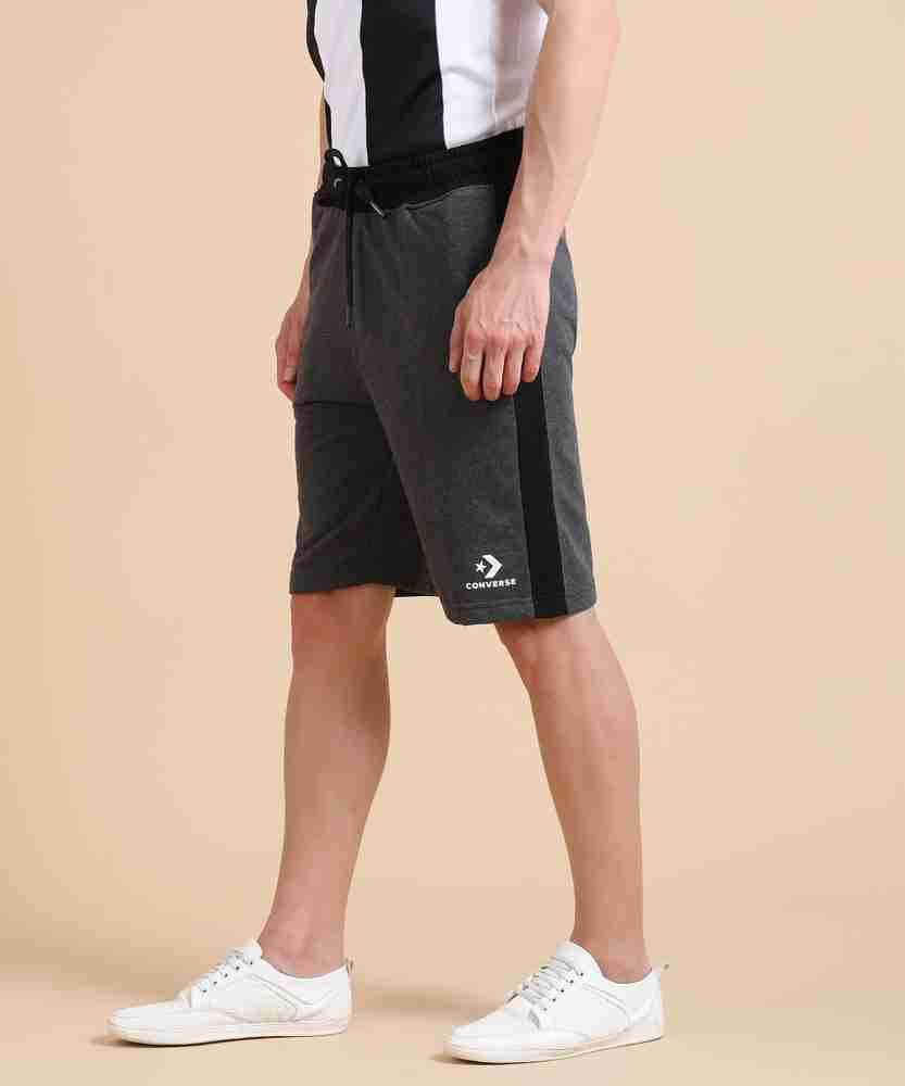 Converse Solid Men Black Grey Regular Shorts