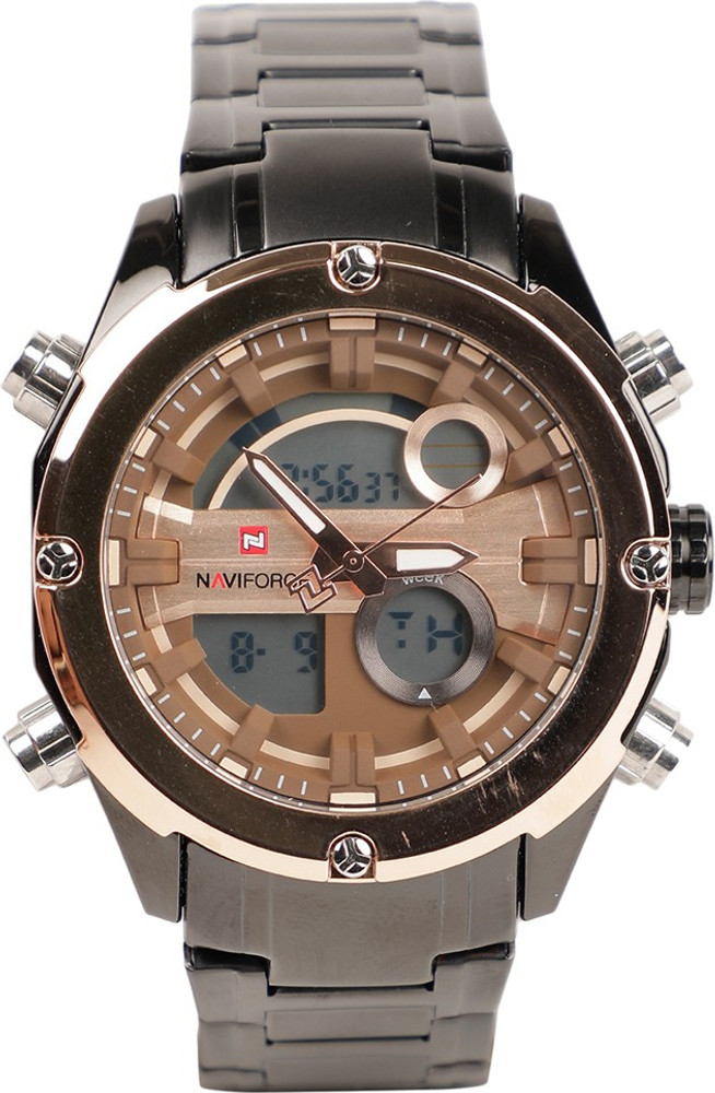 NAVIFORCE LCD Digital Movement Quartz Analog Digital Watch For Men Buy NAVIFORCE LCD Digital Movement Quartz Analog Digital Watch For Men NF9088BRGCE Online at Best Prices in India Flipkart