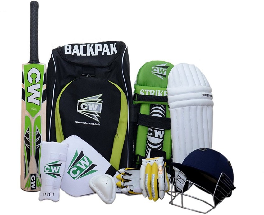 CW Academy Cricket Set Cricket Accessories Kashmir Willow Bat Size 6 Full  Set Wheel Kit Junior Bag Age Group 12-13 Year Old