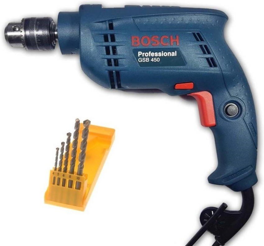 BOSCH GSB 450 reversible machine with 5 pc high quality masonry