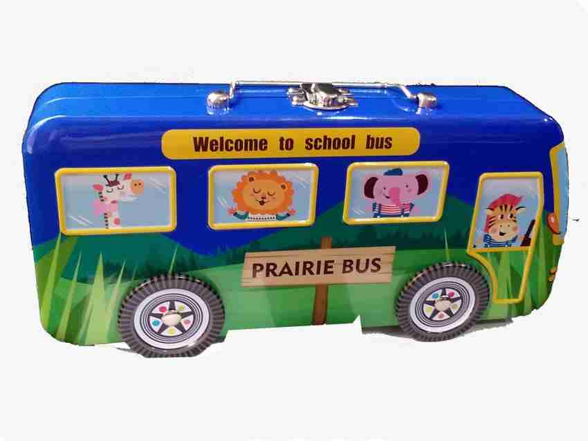 TECHNOCHITRA MINI Metal Bus Shape Pencil Box for Kids, Dual Space Pencil  Box for Girls