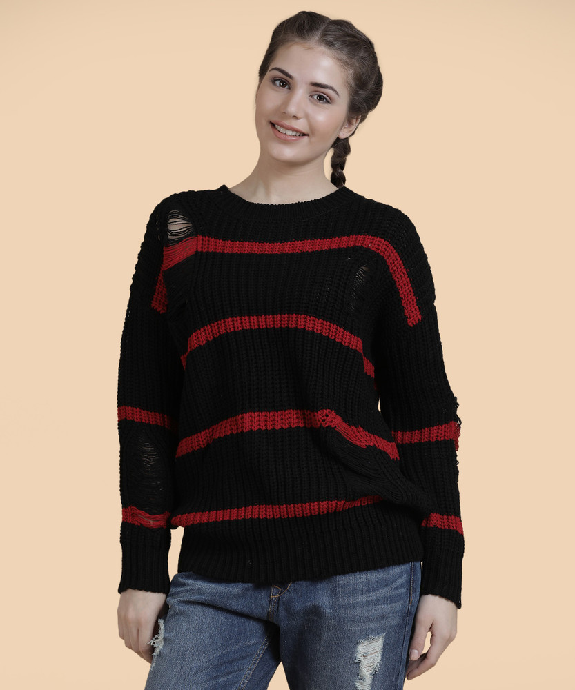 Red and black outlet striped jumper womens