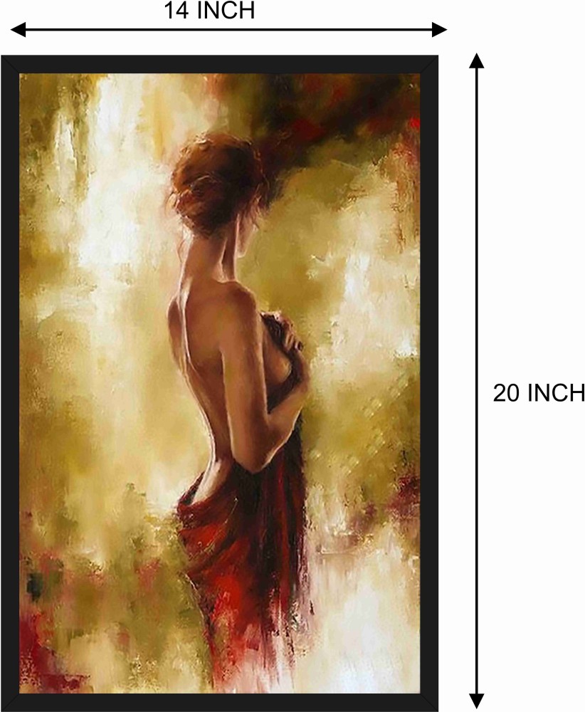 Hot and Beautiful Girl Painting Poster with Frame Gloss Lamination