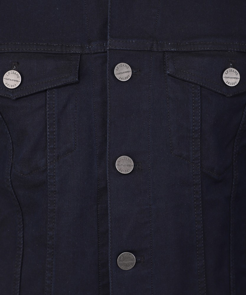 Louis Philippe Jeans Men Navy Blue Camouflage Print Denim Jacket
