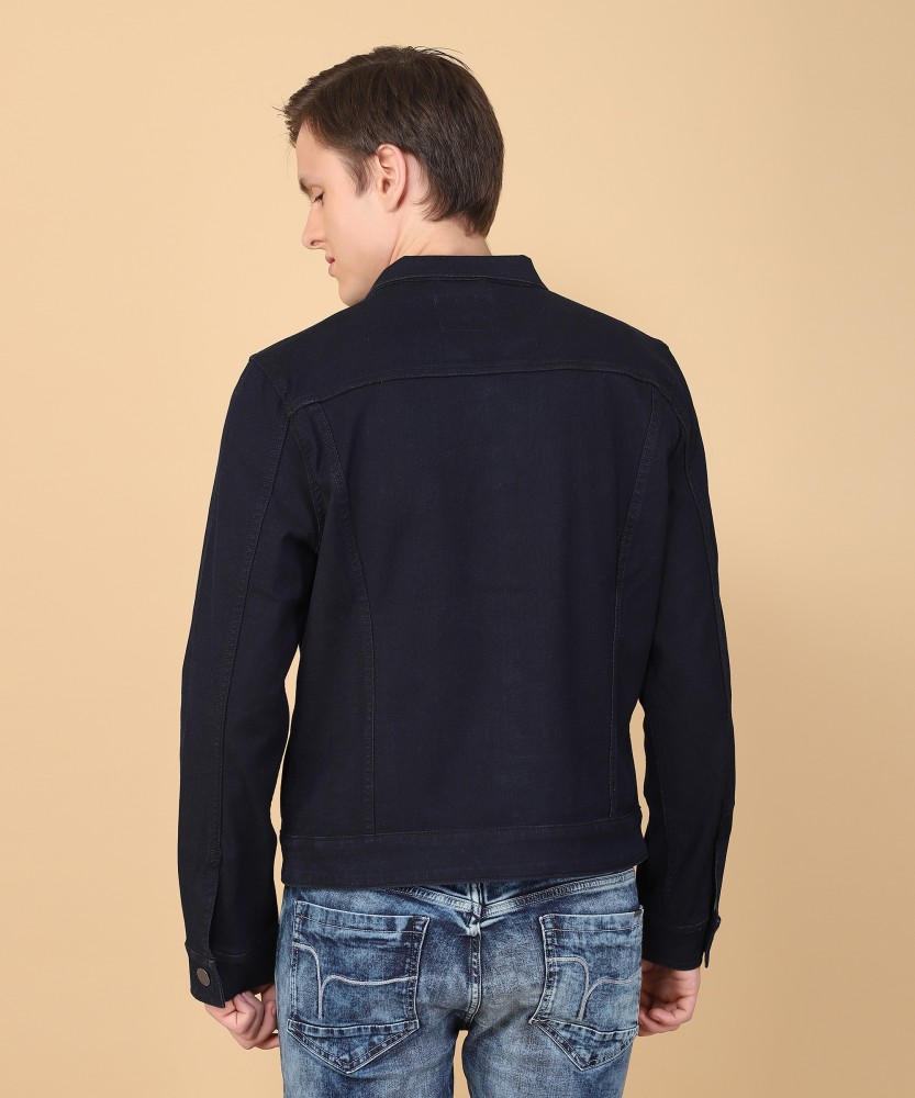 Buy Louis Philippe Jeans Men Navy Blue Solid Denim Jacket - Jackets for Men  6996212