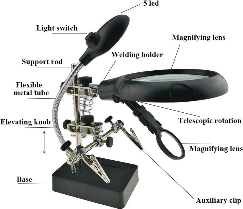 Hands Free Coil Stand Magnifying Glass, industrial magnifying glass  supplier