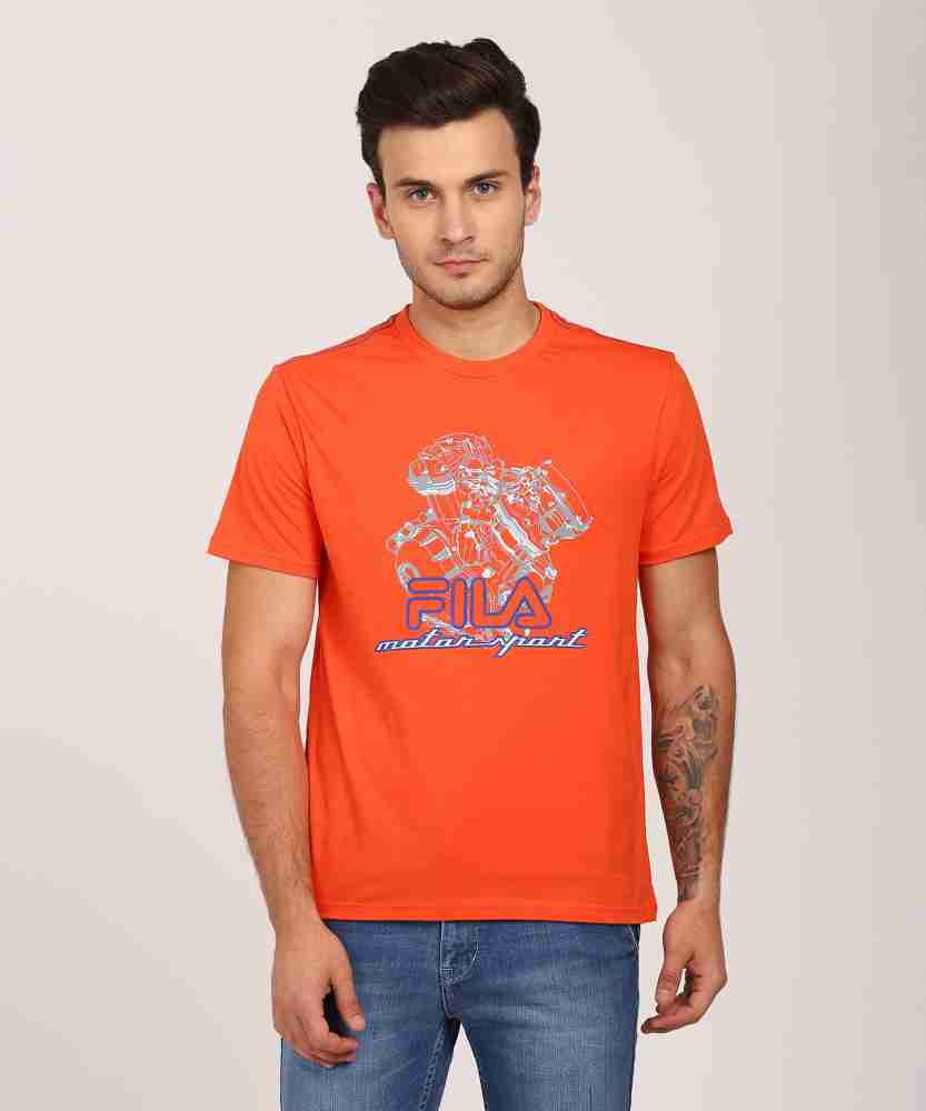 FILA Printed Men Round Neck Orange T Shirt Buy FILA Printed Men