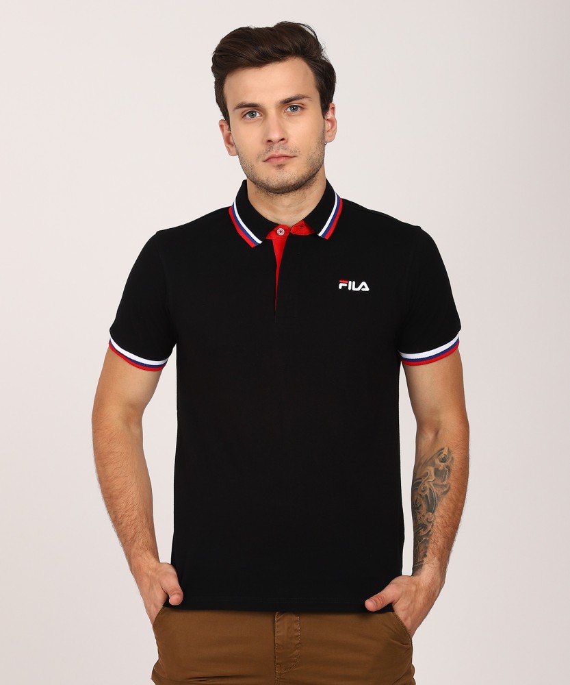 FILA Solid Men Polo Neck Black T Shirt Buy FILA Solid Men Polo Neck Black T Shirt Online at Best Prices in India Flipkart