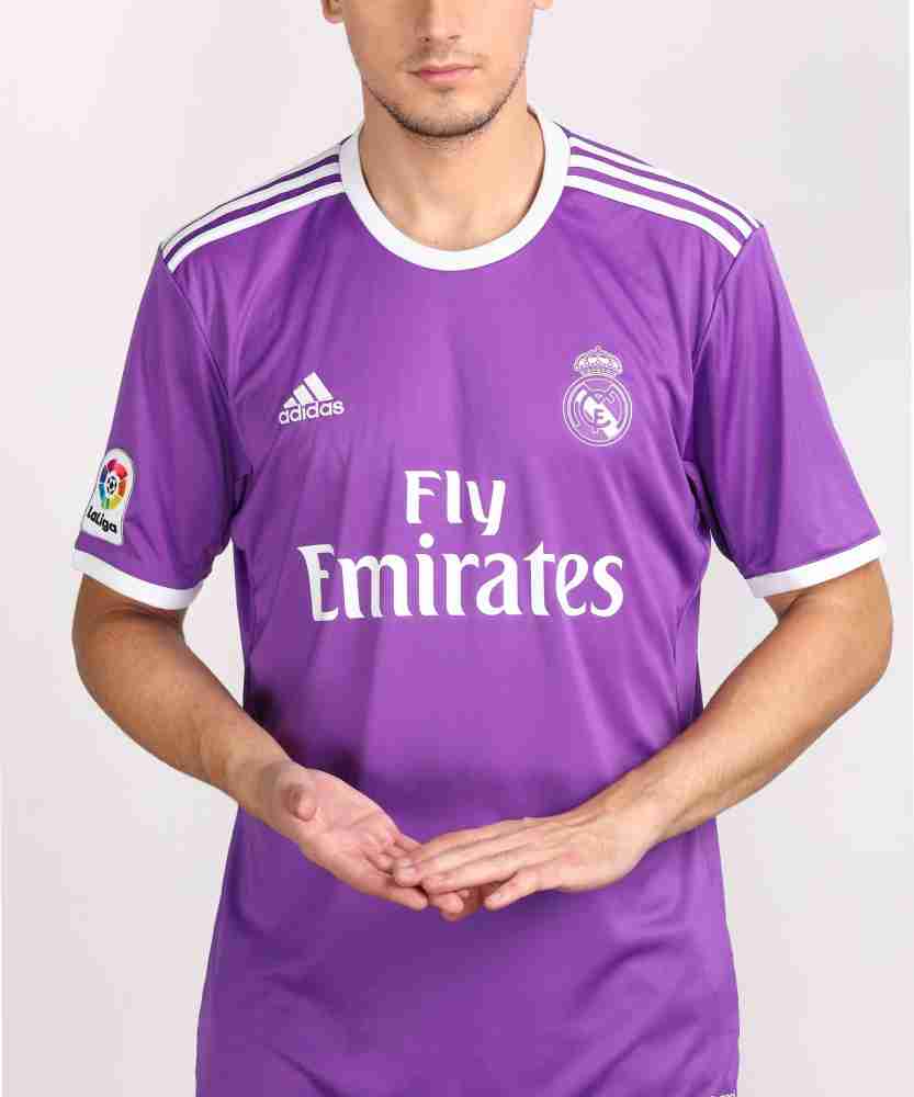 ADIDAS Real Madrid Printed Men Round Neck Purple T-Shirt