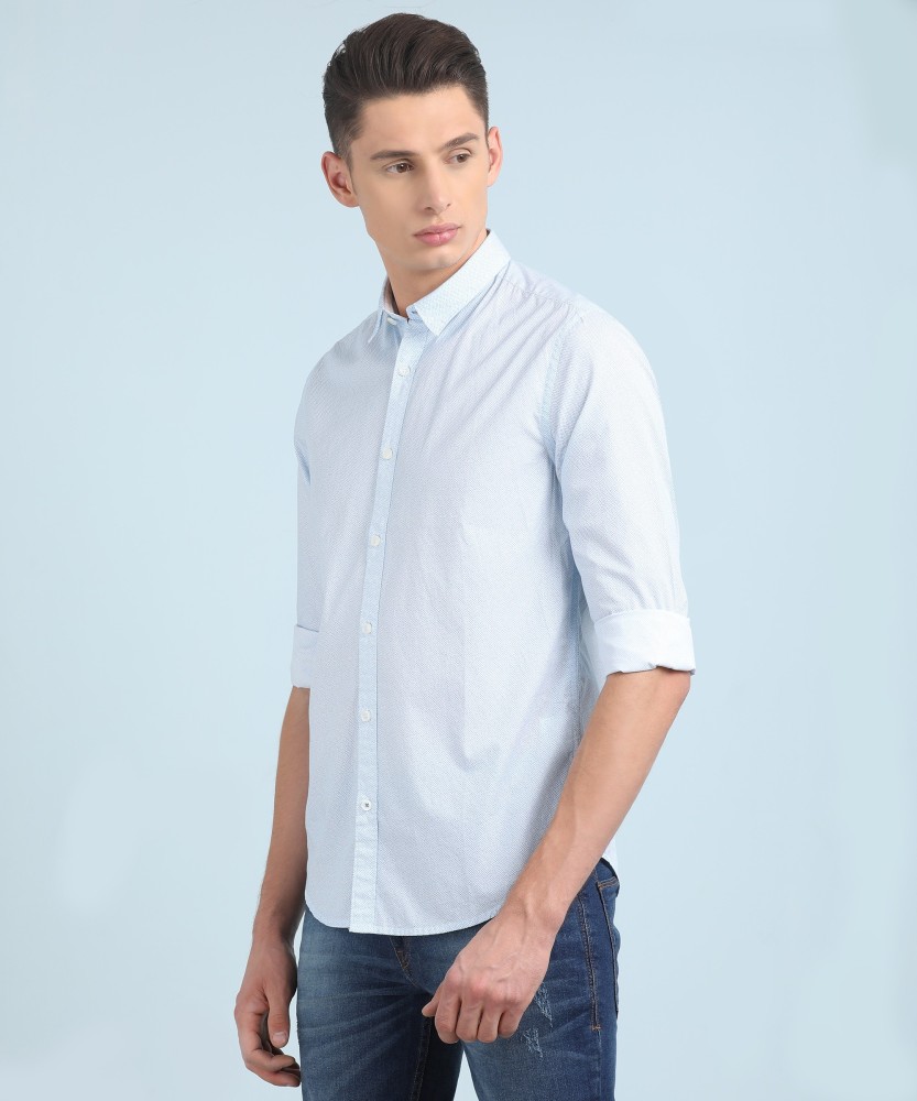 Pepe Jeans Men Printed Casual Light Blue Shirt - Buy SKY-BLUE Pepe Jeans  Men Printed Casual Light Blue Shirt Online at Best Prices in India