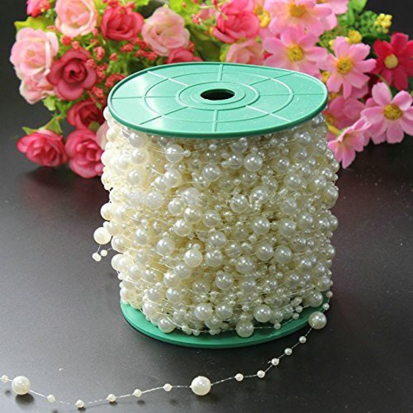Gold Artificial DIY Craft Fishing Line Pearl Chains, Faux Pearl