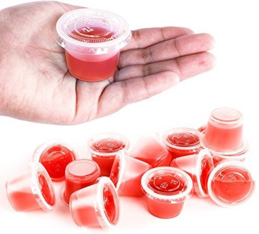 60 Red Cups 2oz Mini Plastic Hard Glasses Jello Jelly Shot Disposable Party, Size: Medium