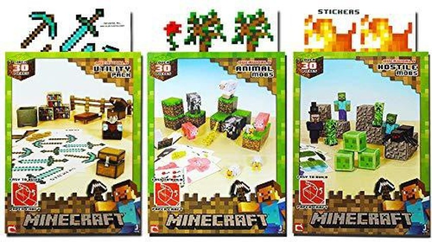 Minecraft Papercraft Hostile Mobs Set, Over 30 Piece