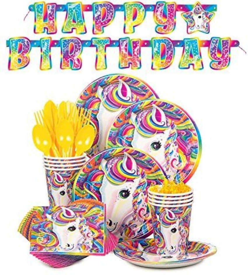 Lisa Frank Rainbow Majesty Unicorn Birthday Party Supplies Pack
