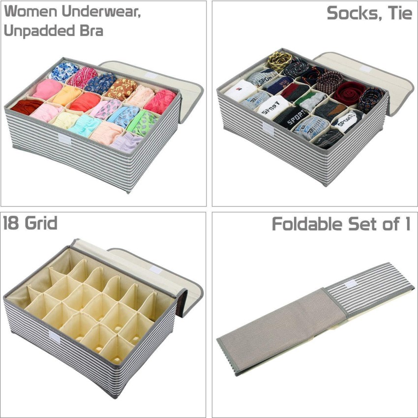FLOURISH Undergarments Organizer/Foldable Storage Box with Lid for Drawers,  Color - Multicolour, Rectangular : : Home & Kitchen