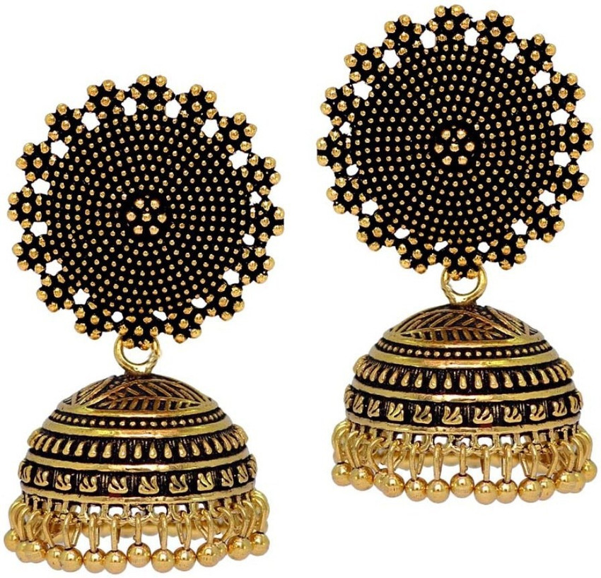 Oxidised gold jhumka sale