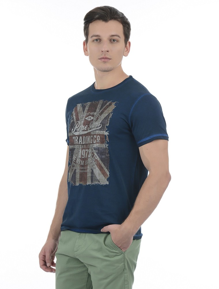 Pepe Jeans Graphic Print Men Round Neck Blue T-Shirt - Buy Pepe Jeans  Graphic Print Men Round Neck Blue T-Shirt Online at Best Prices in India