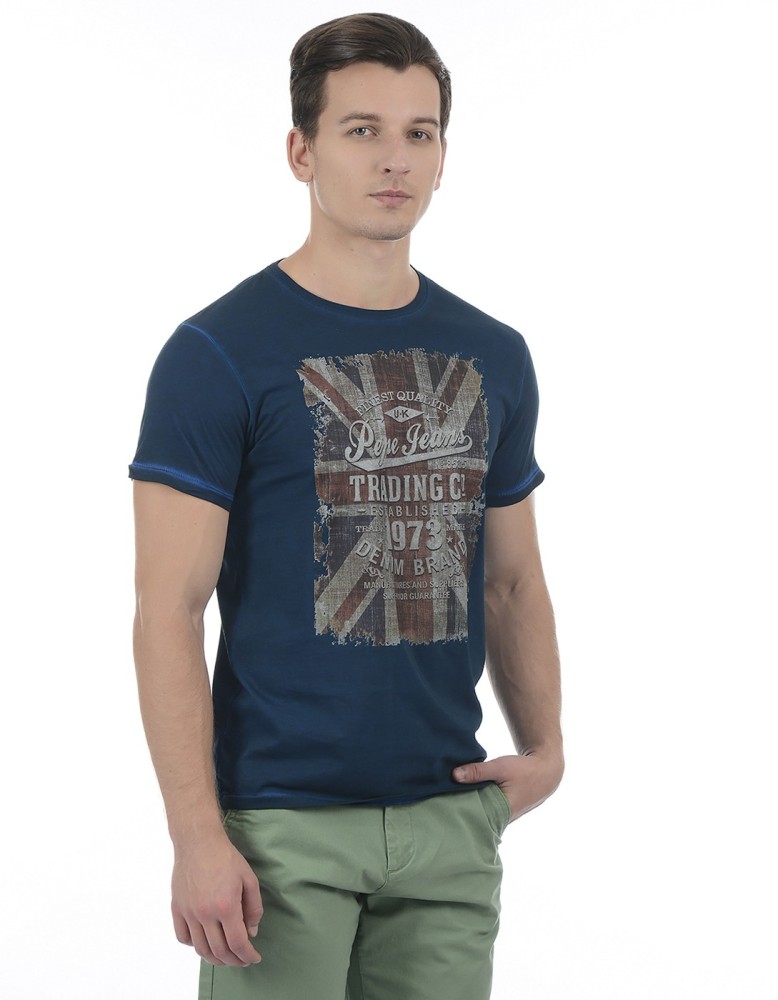 Pepe Jeans Graphic Print Men Round Neck Blue T-Shirt - Buy Pepe Jeans  Graphic Print Men Round Neck Blue T-Shirt Online at Best Prices in India