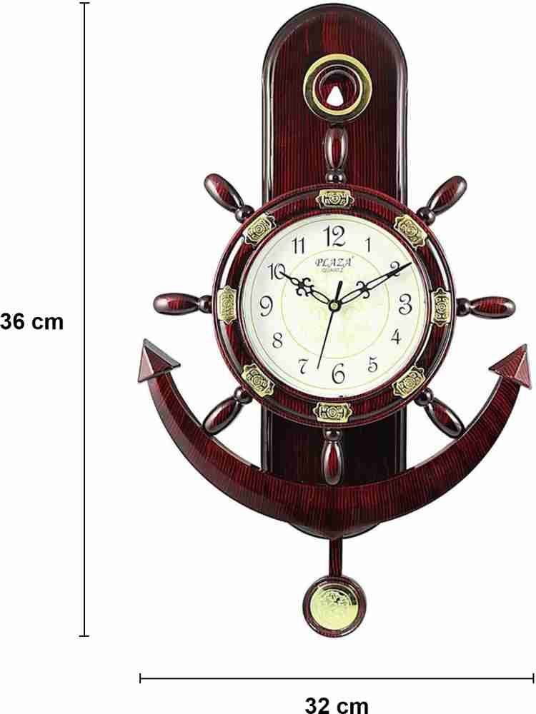 A&A Plaza Pendulum Wall Clock Analog 36 cm X 32 cm Wall Clock