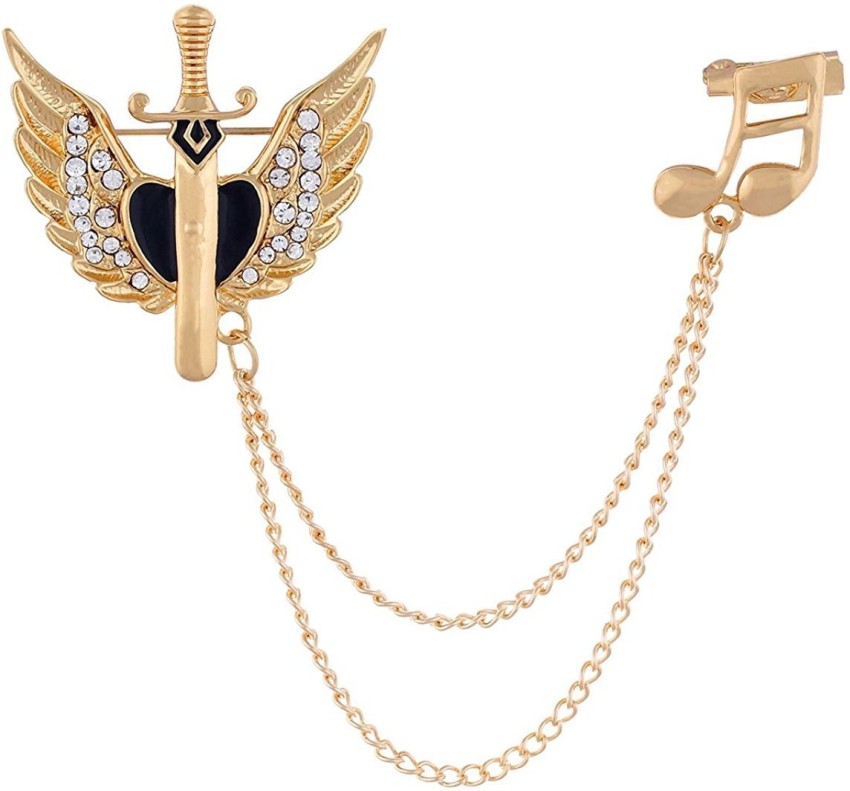 Gadgetsden Men'S Corsage Lapel Chain Pin Angel Wings Brooch Copper Gold  Suit Shirt Double Tassel Long Chain Sword Pin Brooch Price In India - Buy  Gadgetsden Men'S Corsage Lapel Chain Pin Angel