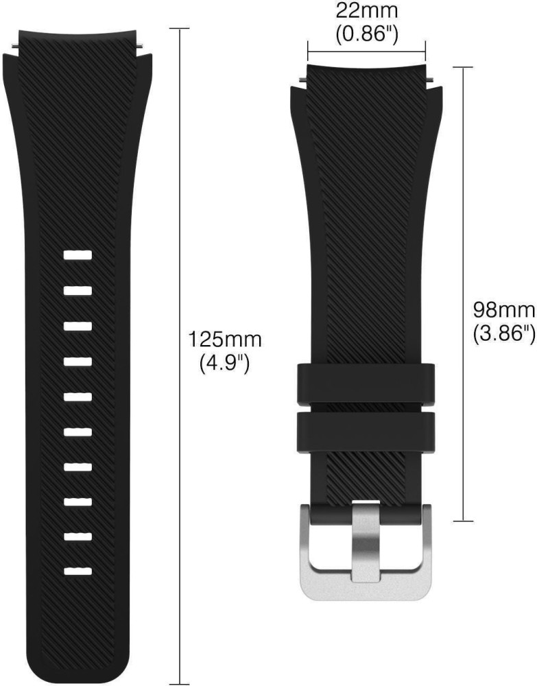 CellFAther Large Silicone 22mm Black Smart Watch Strap Price in