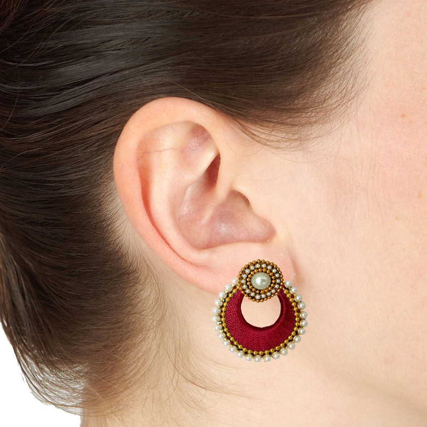 Chandbali silk sale thread earrings