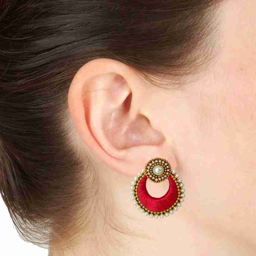 Peacock silk thread on sale earrings