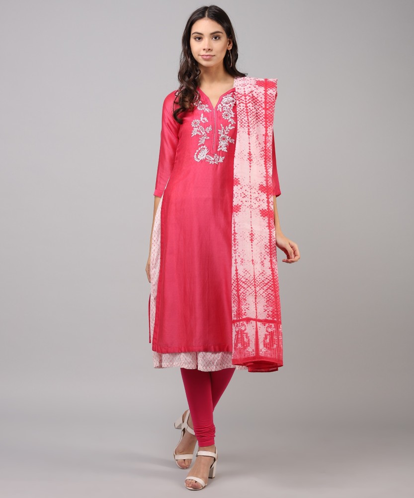 BIBA Embroidered Kurta Churidar Dupatta Set Buy PINK BIBA Embroidered Kurta Churidar Dupatta Set Online at Best Prices in India Flipkart