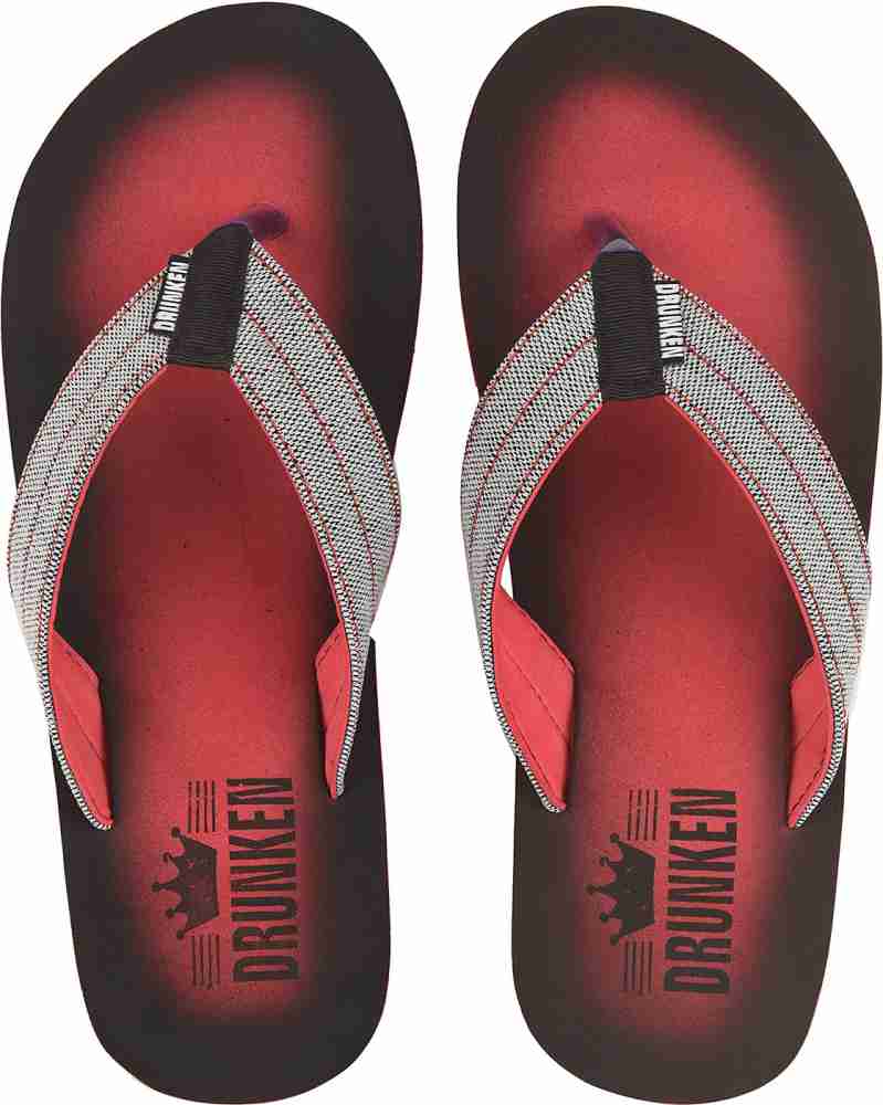 DRUNKEN Men Mens Flipflops slip on slippers Red Indian Size 10