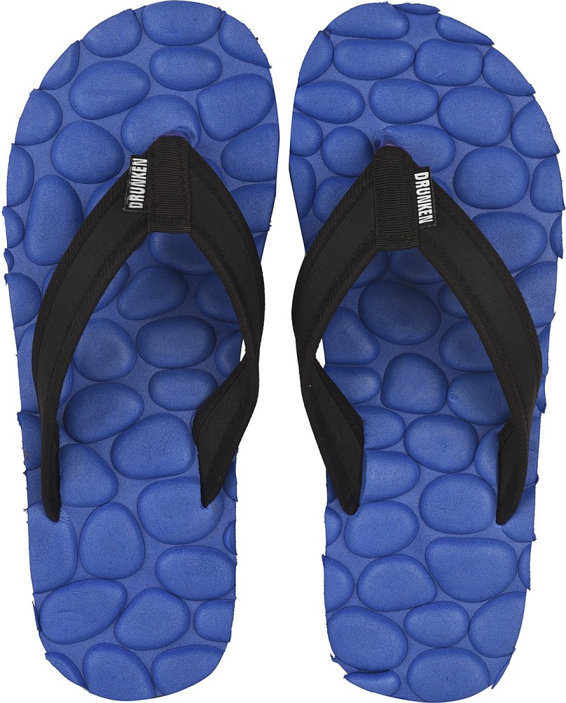 DRUNKEN Men Mens Blue Acupressure Slippers and Foot Massage flip