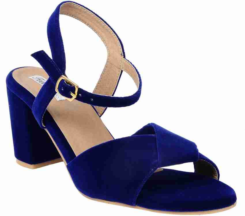 Blue colour heel online sandal