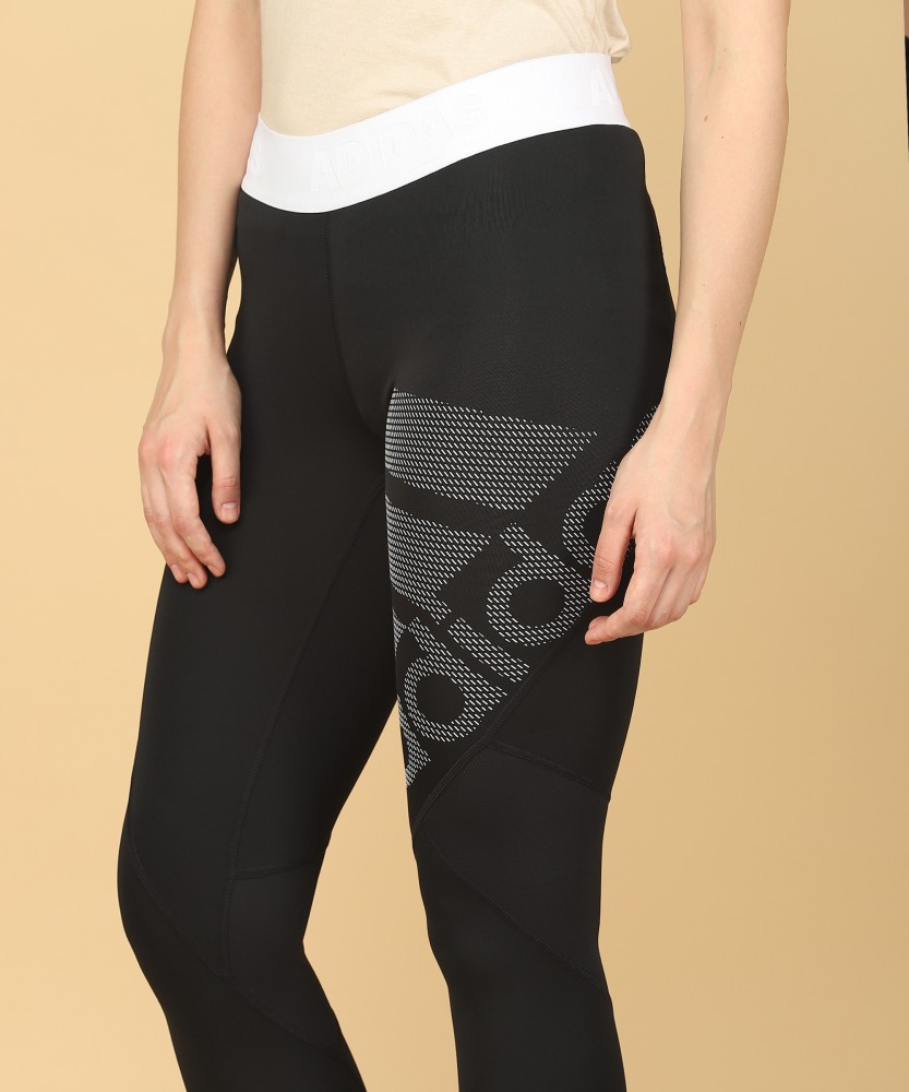 ADIDAS Printed Women Black Tights