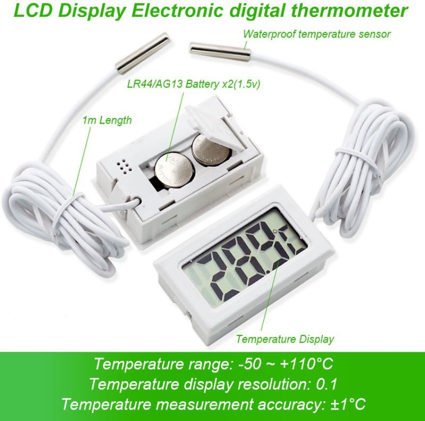 Digital Refrigerator Thermometer, Waterproof Freezer Thermometer