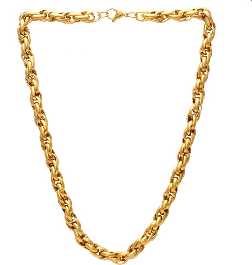 Gold Colored Thick Cable Chain Brass Choker Necklace