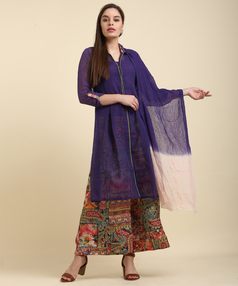 BIBA Printed Kurta, Palazzo \u0026 Dupatta Set - Buy PURPLE BIBA Printed Kurta,  Palazzo \u0026 Dupatta Set Online at Best Prices in India | Flipkart.com