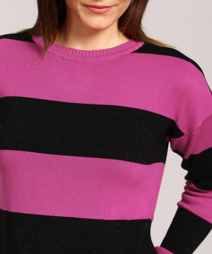 LEVI S Striped Round Neck Casual Women Black Pink Sweater Buy Multi LEVI S Striped Round Neck Casual Women Black Pink Sweater Online at Best Prices in India Flipkart