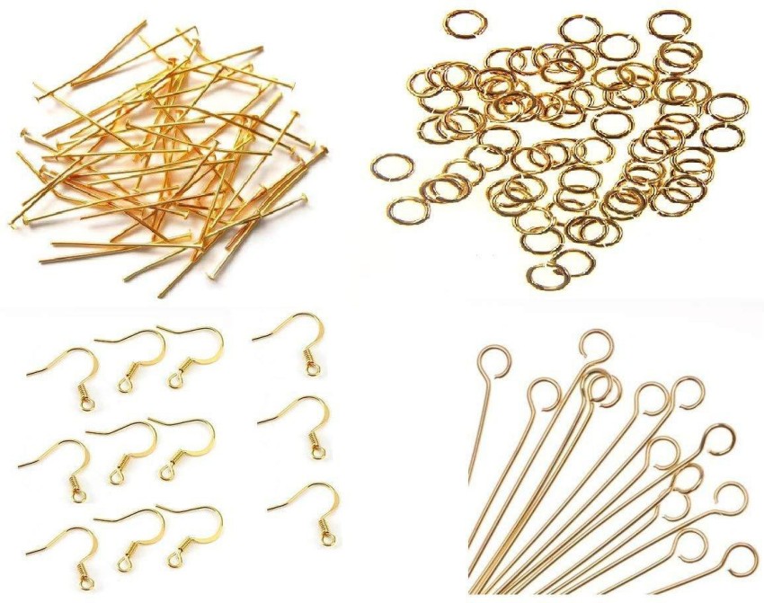 BestUBuy Jewelry Making Gold Pack Of Head pins , Eye pins , Jump Rings ,  Ear Hook Clasps - Jewelry Making Gold Pack Of Head pins , Eye pins , Jump  Rings 