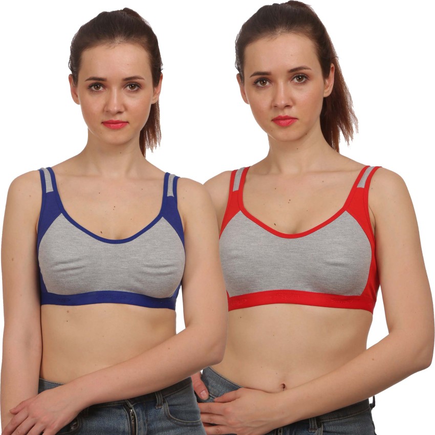Arousy by Seamed Wirefree Girl's Bra Full Coverage Bra For Women Racerback  Styled Milanche Fabric Sports Bra Pack of 2 Women Sports Non Padded Bra -  Buy Arousy by Seamed Wirefree Girl's