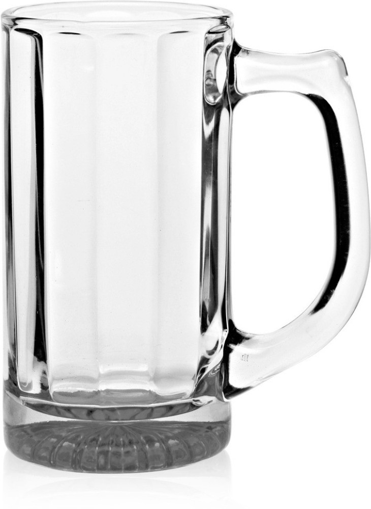 Designer Transparent Beer, Juice, Shake Mug/ Glass With Handle