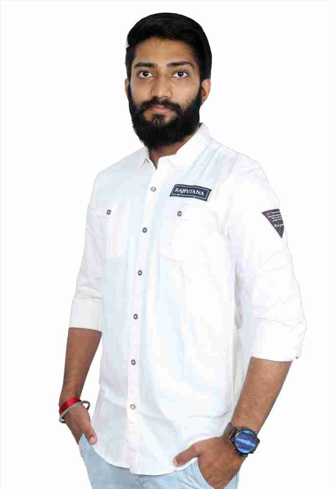 Rajputana Men Solid Casual White Shirt Buy Rajputana Men Solid Casual White Shirt Online at Best Prices in India Flipkart