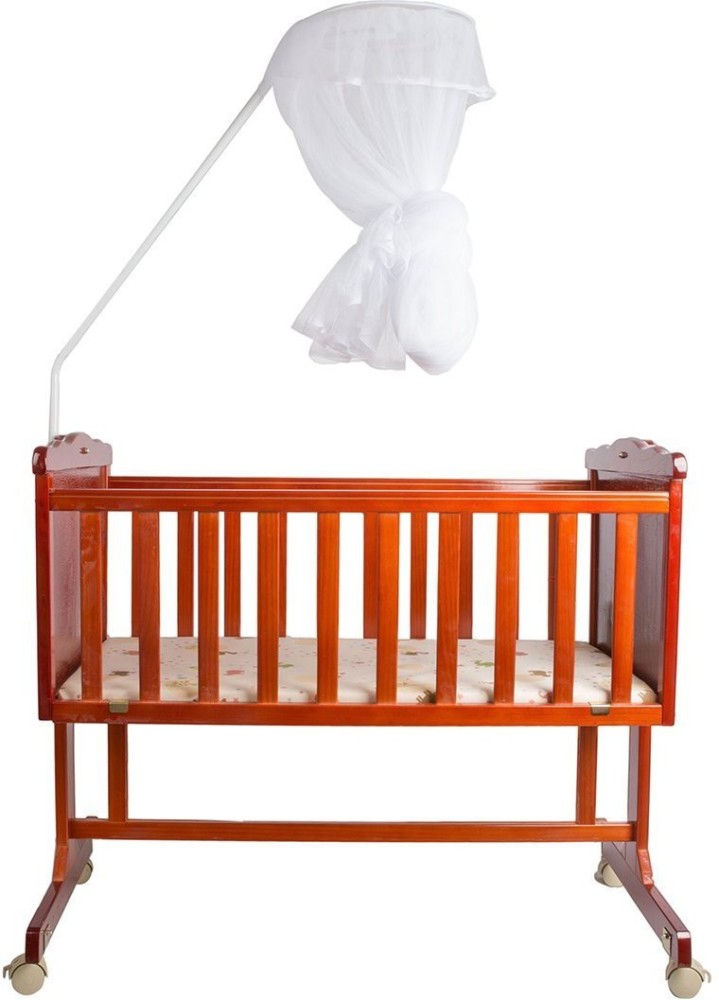 Buy Royal Teak Wood Baby Cradle (Golden Finish) Online at