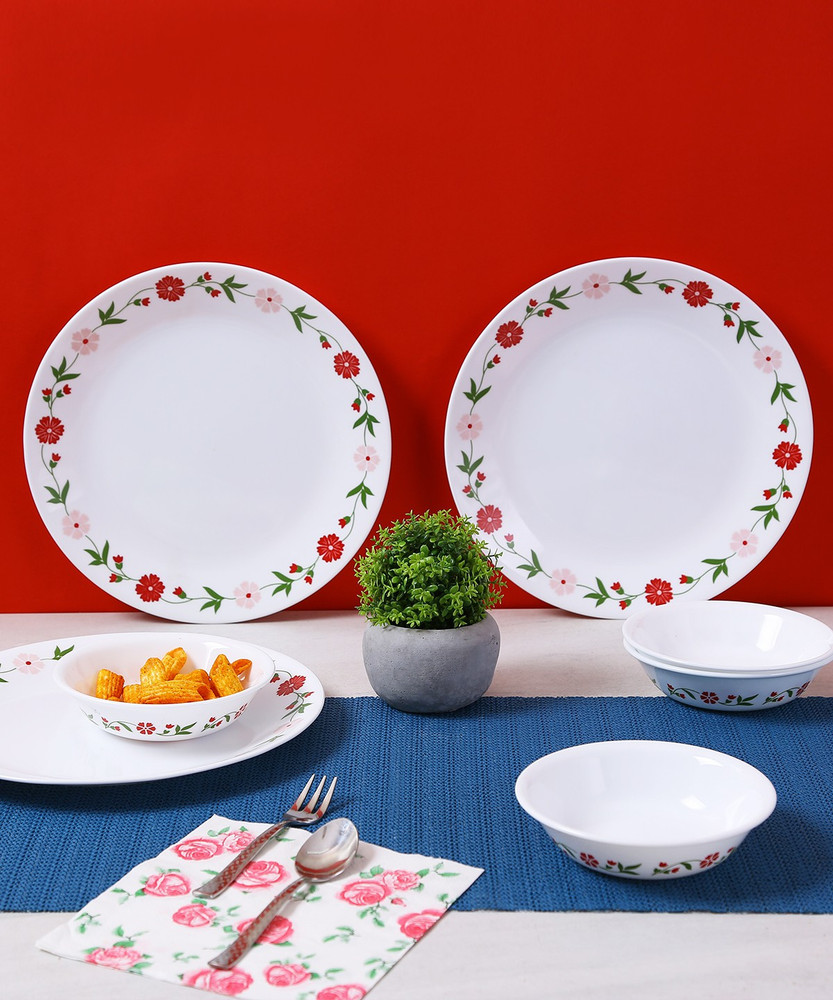 CORELLE Pack of 12 Glass Spring Pink 12 Pieces Dinner Set Dinner