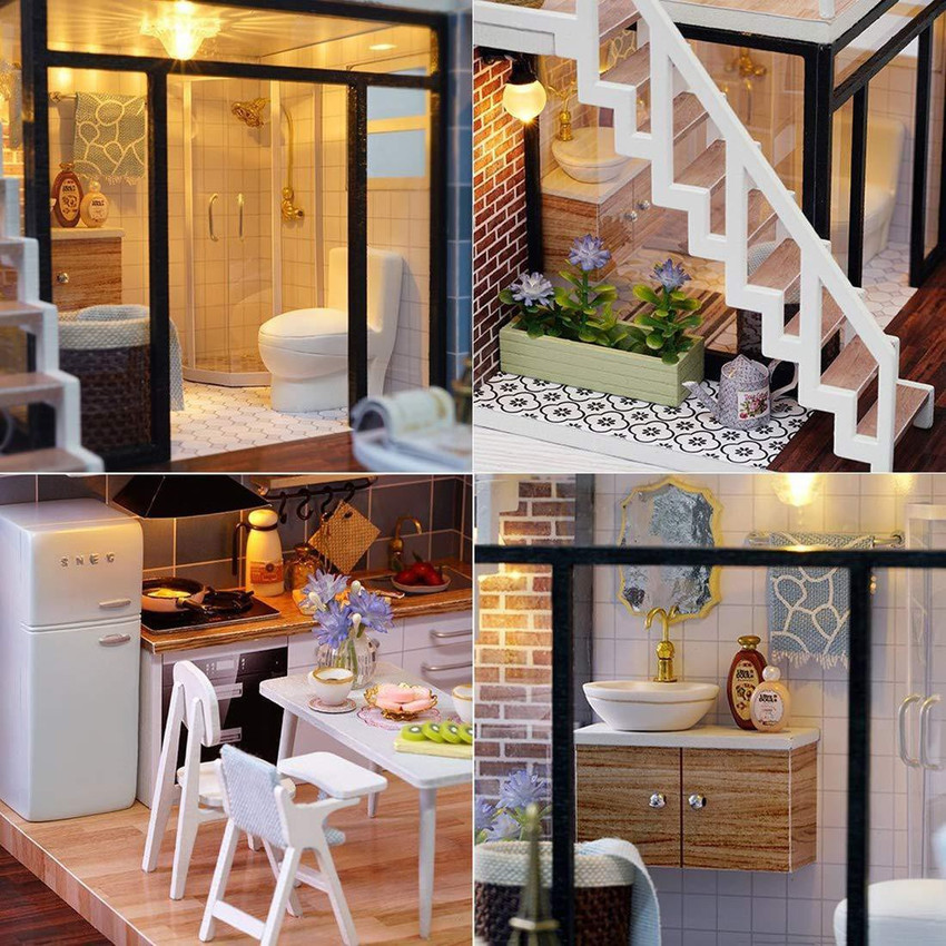 Diy wooden miniature deals dollhouse kit
