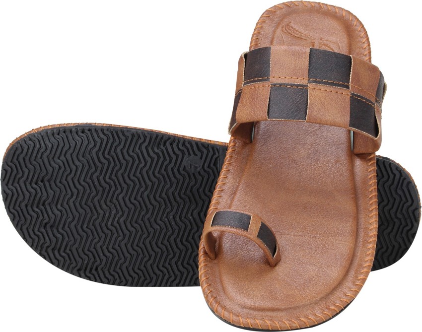 Kraasa Men Synthetic Leather Chappal (Black) Slippers