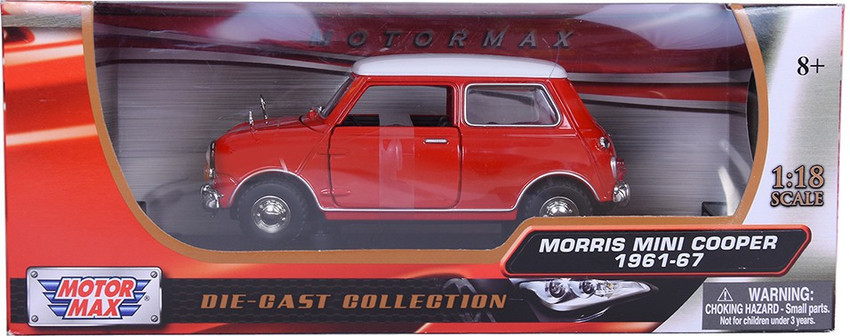 Motormax 1:18 Morris Mini Cooper 1961-67 Diecast Car Mounted