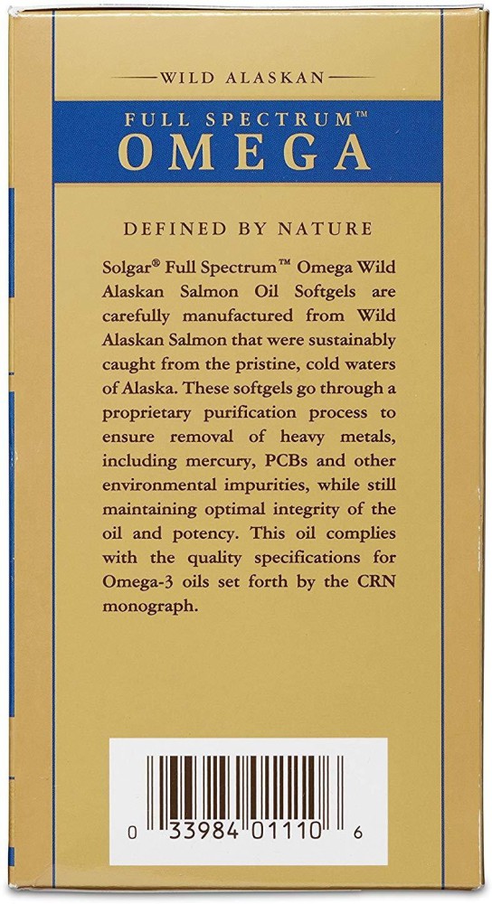 Solgar Wild Alaskan Salmon Oil Full Spectrum Omega USA Product