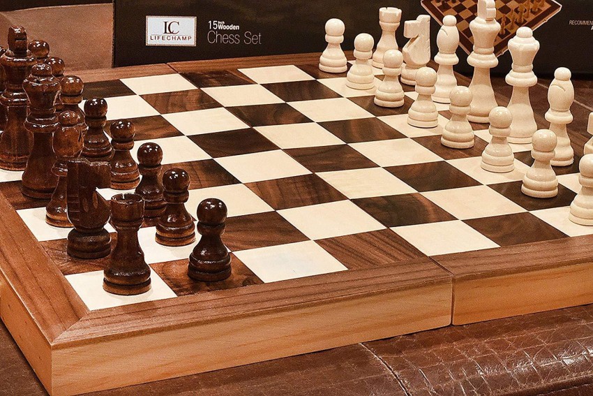 Folding Walnut and Maple Wooden Tournament Chess Board