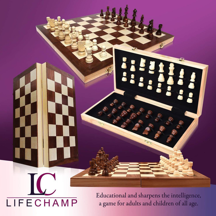 Folding Walnut and Maple Wooden Tournament Chess Board